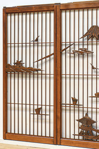 富士山を遠景に湖畔の清閑な風景を描いた書院セット　EZ2827　在庫4枚1組