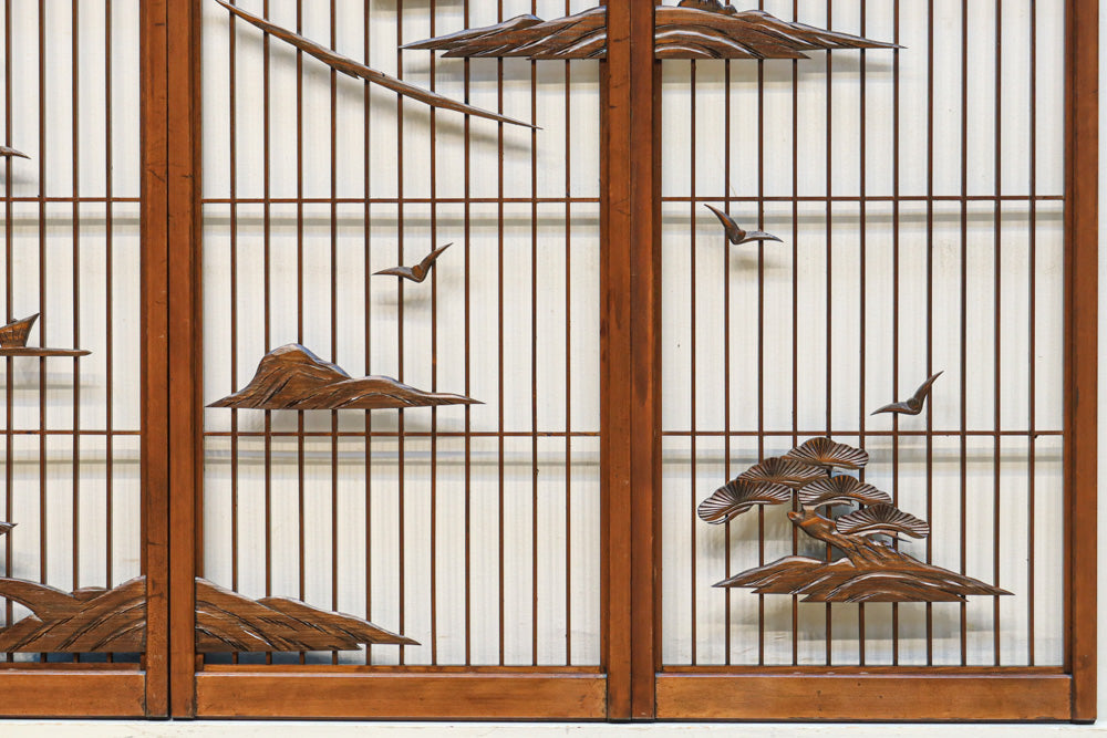 富士山を遠景に湖畔の清閑な風景を描いた書院セット　EZ2827　在庫4枚1組