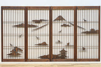 富士山を遠景に湖畔の清閑な風景を描いた書院セット　EZ2827　在庫4枚1組