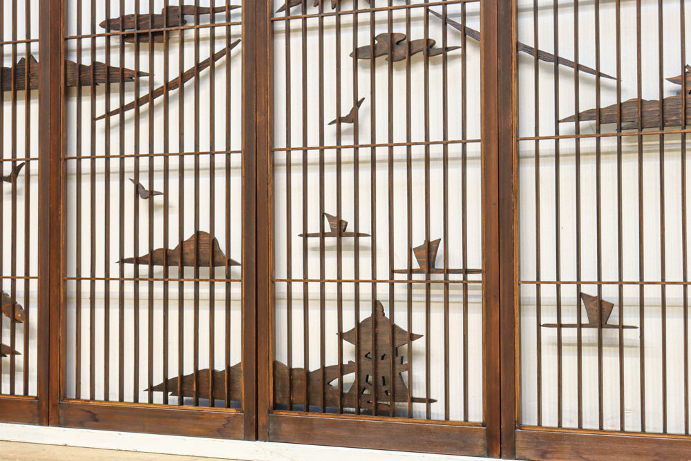 富士山を遠景に湖畔の清閑な風景を描いた書院セット　EZ2827　在庫4枚1組