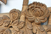 竹と菊を気品良く描いた木地色の欄間　EZ2831　在庫1枚