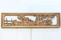 竹と菊を気品良く描いた木地色の欄間　EZ2831　在庫1枚