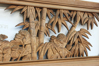 竹と菊を気品良く描いた木地色の欄間　EZ2831　在庫1枚