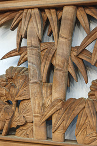 竹と菊を気品良く描いた木地色の欄間　EZ2831　在庫1枚