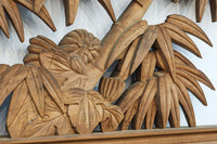 竹と菊を気品良く描いた木地色の欄間　EZ2831　在庫1枚