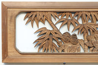 竹と菊を気品良く描いた木地色の欄間　EZ2831　在庫1枚