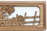 竹と菊を気品良く描いた木地色の欄間　EZ2831　在庫1枚