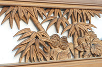 竹と菊を気品良く描いた木地色の欄間　EZ2831　在庫1枚