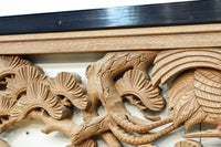 鶴や松竹梅を描いた華やかな眺めの深彫り欅彫刻欄間　EZ2833ab　在庫(a:1 b:1)枚