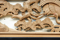 鶴や松竹梅を描いた華やかな眺めの深彫り欅彫刻欄間　EZ2833ab　在庫(a:1 b:1)枚