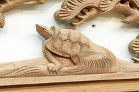 鶴や松竹梅を描いた華やかな眺めの深彫り欅彫刻欄間　EZ2833ab　在庫(a:1 b:1)枚