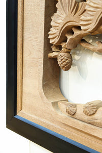 鶴や松竹梅を描いた華やかな眺めの深彫り欅彫刻欄間　EZ2833ab　在庫(a:1 b:1)枚