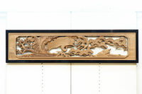 鶴や松竹梅を描いた華やかな眺めの深彫り欅彫刻欄間　EZ2833ab　在庫(a:1 b:1)枚