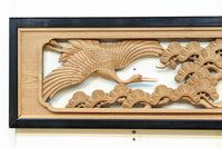 鶴や松竹梅を描いた華やかな眺めの深彫り欅彫刻欄間　EZ2833ab　在庫(a:1 b:1)枚