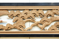 鶴や松竹梅を描いた華やかな眺めの深彫り欅彫刻欄間　EZ2833ab　在庫(a:1 b:1)枚