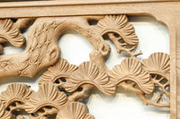 鶴や松竹梅を描いた華やかな眺めの深彫り欅彫刻欄間　EZ2833ab　在庫(a:1 b:1)枚