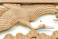 鶴や松竹梅を描いた華やかな眺めの深彫り欅彫刻欄間　EZ2833ab　在庫(a:1 b:1)枚