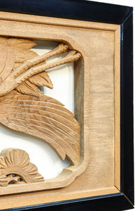 鶴や松竹梅を描いた華やかな眺めの深彫り欅彫刻欄間　EZ2833ab　在庫(a:1 b:1)枚