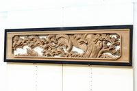 鶴や松竹梅を描いた華やかな眺めの深彫り欅彫刻欄間　EZ2833ab　在庫(a:1 b:1)枚