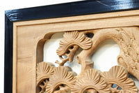 鶴や松竹梅を描いた華やかな眺めの深彫り欅彫刻欄間　EZ2833ab　在庫(a:1 b:1)枚