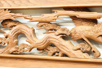 優しく温かみある色彩で鶴と松の彫刻装飾が映える深彫り彫刻欄間　EZ2834ab　在庫(a:1 b:1)枚