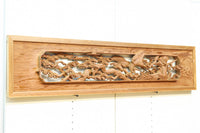 優しく温かみある色彩で鶴と松の彫刻装飾が映える深彫り彫刻欄間　EZ2834ab　在庫(a:1 b:1)枚