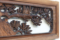 味わい深い木地の色彩に松竹梅を描く風情ある深彫彫刻欄間　EZ2836ab　在庫(a:1 b:1)枚