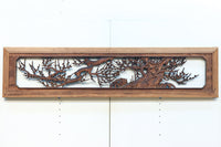 味わい深い木地の色彩に松竹梅を描く風情ある深彫彫刻欄間　EZ2836ab　在庫(a:1 b:1)枚