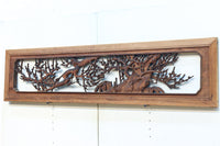 味わい深い木地の色彩に松竹梅を描く風情ある深彫彫刻欄間　EZ2836ab　在庫(a:1 b:1)枚