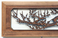 味わい深い木地の色彩に松竹梅を描く風情ある深彫彫刻欄間　EZ2836ab　在庫(a:1 b:1)枚