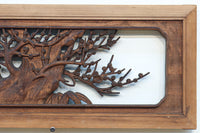 味わい深い木地の色彩に松竹梅を描く風情ある深彫彫刻欄間　EZ2836ab　在庫(a:1 b:1)枚