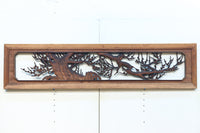 味わい深い木地の色彩に松竹梅を描く風情ある深彫彫刻欄間　EZ2836ab　在庫(a:1 b:1)枚