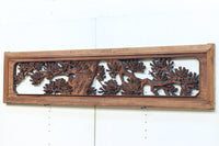 味わい深い木地の色彩に松竹梅を描く風情ある深彫彫刻欄間　EZ2836ab　在庫(a:1 b:1)枚