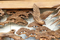 縁起良い松竹梅の彫刻を黒枠で囲い上品な面持ちの深彫り彫刻欄間　EZ2837ab　在庫(a:1 b:1)枚