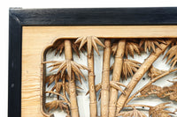 縁起良い松竹梅の彫刻を黒枠で囲い上品な面持ちの深彫り彫刻欄間　EZ2837ab　在庫(a:1 b:1)枚