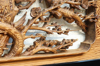 縁起良い松竹梅の彫刻を黒枠で囲い上品な面持ちの深彫り彫刻欄間　EZ2837ab　在庫(a:1 b:1)枚