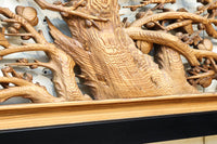 縁起良い松竹梅の彫刻を黒枠で囲い上品な面持ちの深彫り彫刻欄間　EZ2837ab　在庫(a:1 b:1)枚