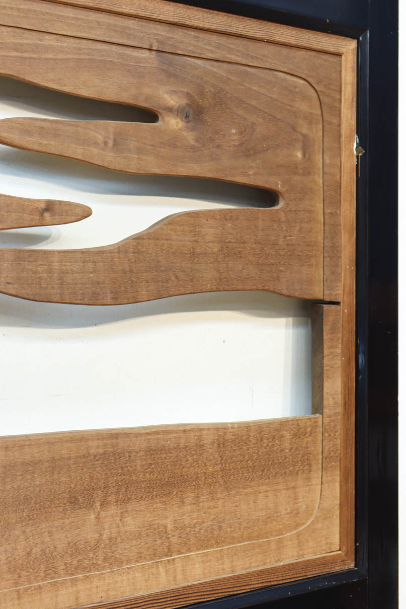 鴈(ガン)が戯れたり飛び立っていく姿を描いた仄々とした彫刻欄間　EZ2838ab　在庫2枚一組