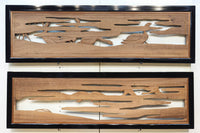 鴈(ガン)が戯れたり飛び立っていく姿を描いた仄々とした彫刻欄間　EZ2838ab　在庫2枚一組