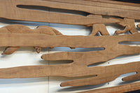 鴈(ガン)が戯れたり飛び立っていく姿を描いた仄々とした彫刻欄間　EZ2838ab　在庫2枚一組