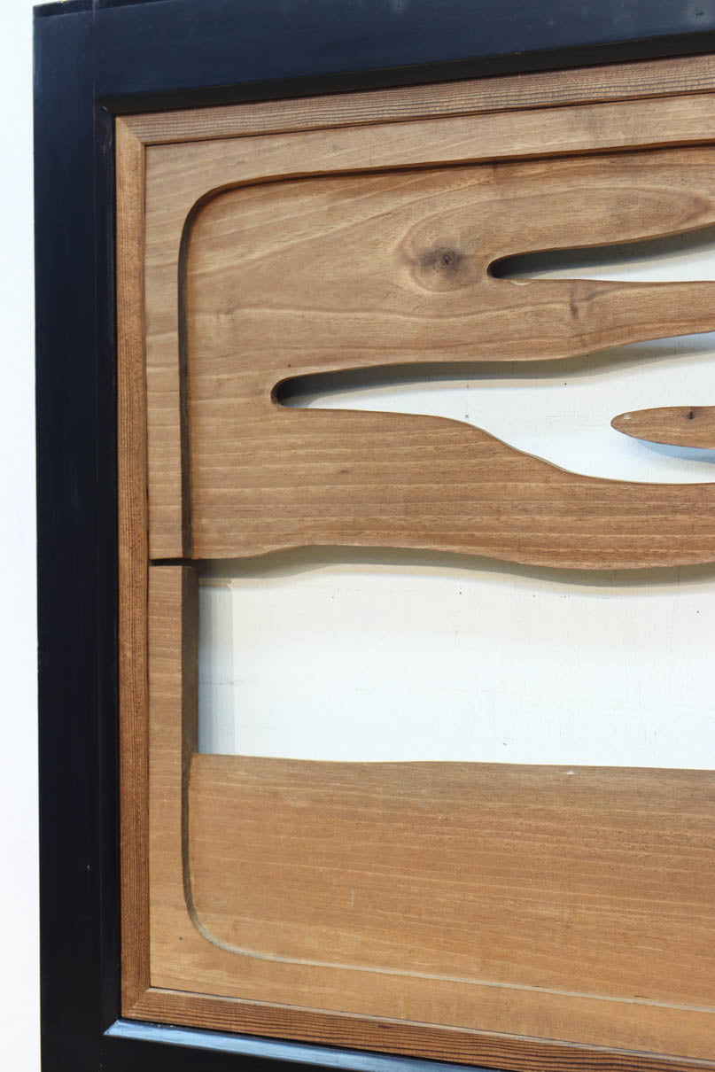 鴈(ガン)が戯れたり飛び立っていく姿を描いた仄々とした彫刻欄間　EZ2838ab　在庫2枚一組