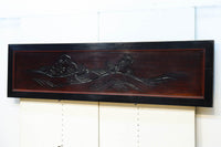 幅2125ミリ！！鯉が波間に顔を出す透かし絵で風情ある長尺漆欄間　EZ2839　在庫1枚