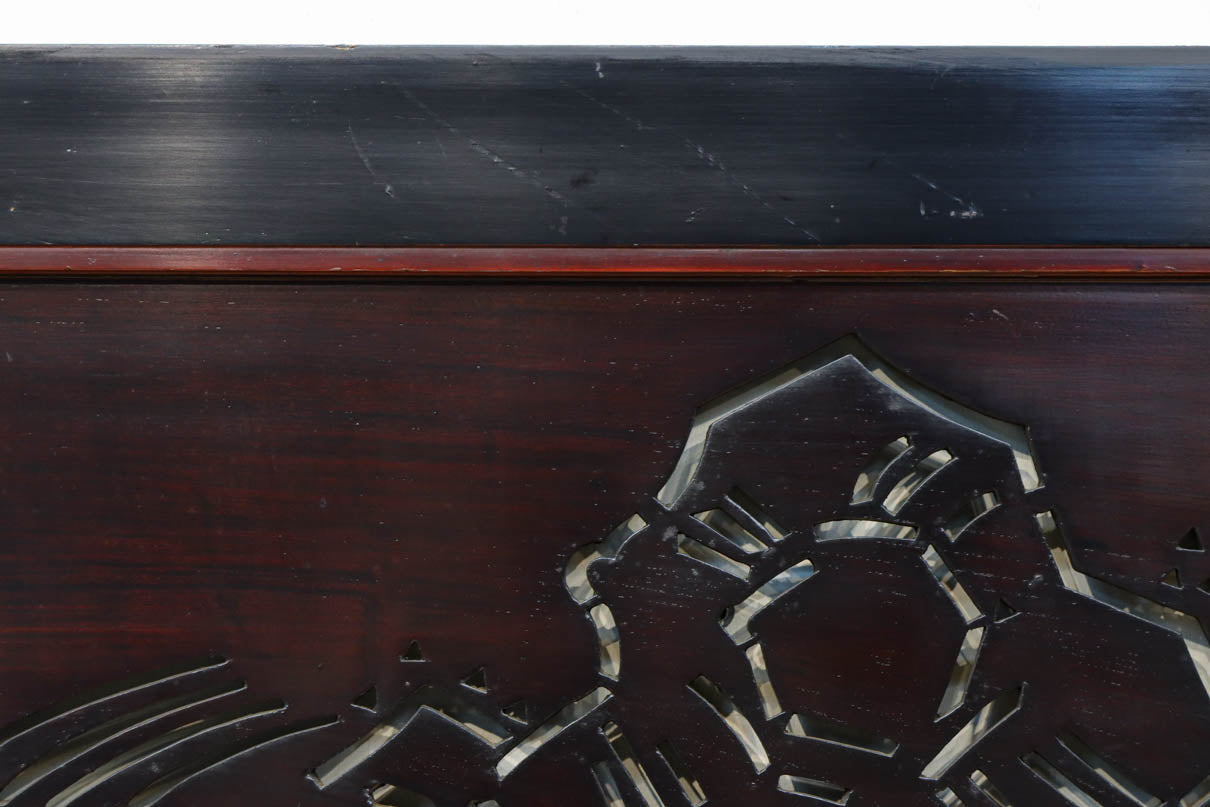 幅2125ミリ！！鯉が波間に顔を出す透かし絵で風情ある長尺漆欄間　EZ2839　在庫1枚