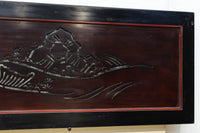 幅2125ミリ！！鯉が波間に顔を出す透かし絵で風情ある長尺漆欄間　EZ2839　在庫1枚