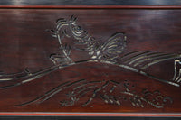 幅2125ミリ！！鯉が波間に顔を出す透かし絵で風情ある長尺漆欄間　EZ2839　在庫1枚