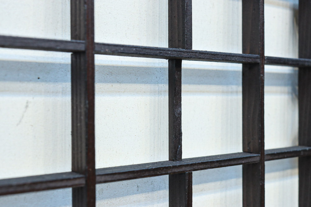 幅2608ミリ!! 升格子に角麻の葉組子が散りばめられた長尺欄間素材　EZ2844　在庫1枚