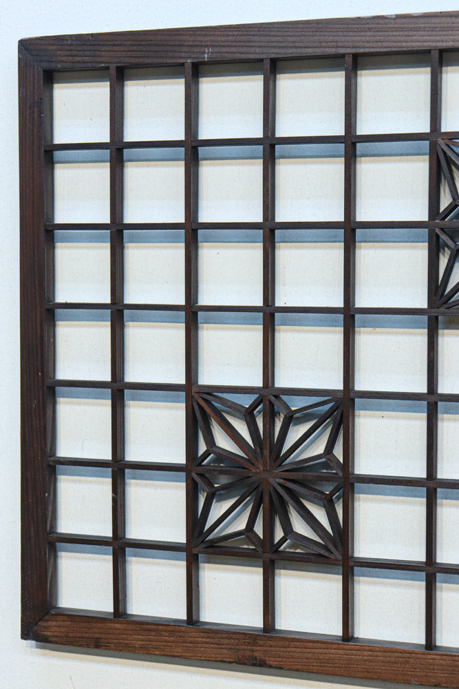 幅2608ミリ!! 升格子に角麻の葉組子が散りばめられた長尺欄間素材　EZ2844　在庫1枚