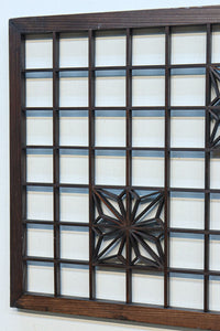 幅2608ミリ!! 升格子に角麻の葉組子が散りばめられた長尺欄間素材　EZ2844　在庫1枚