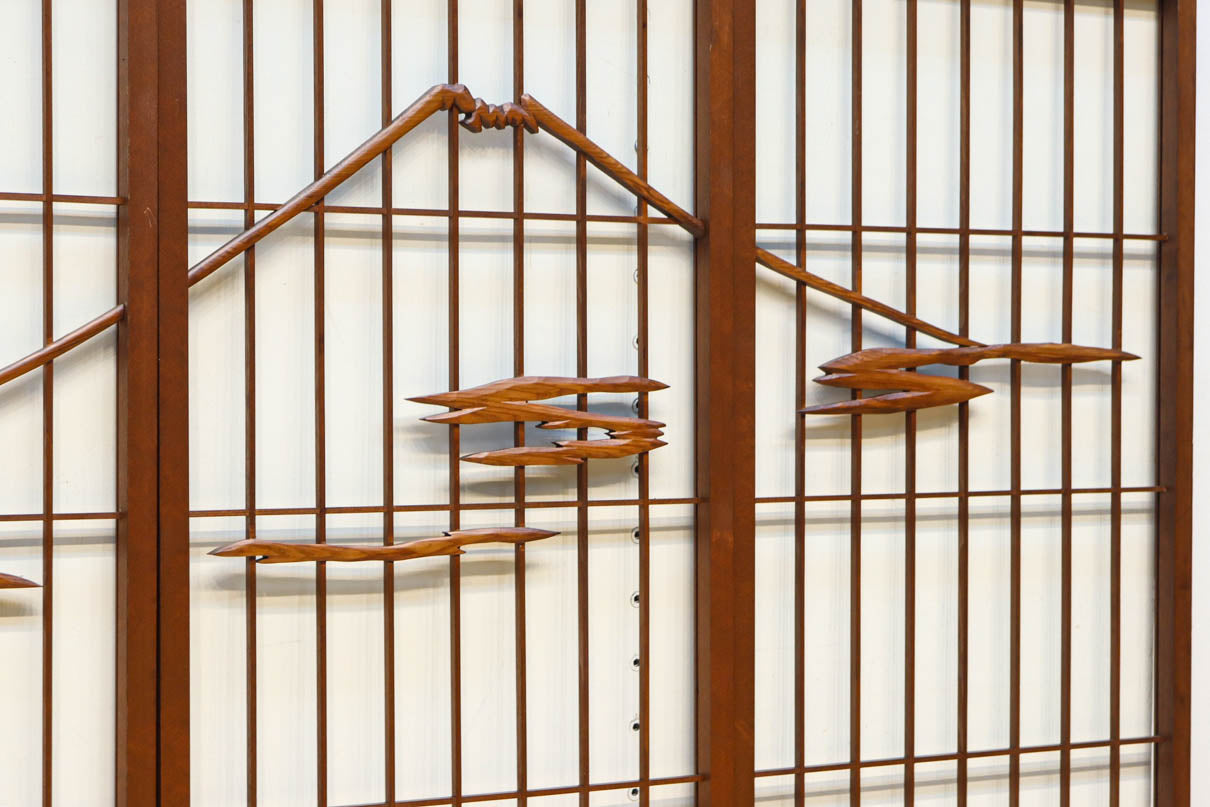 松竹梅と富士山を美しく描いた欄間・書院セット　EZ2847　在庫5枚一組