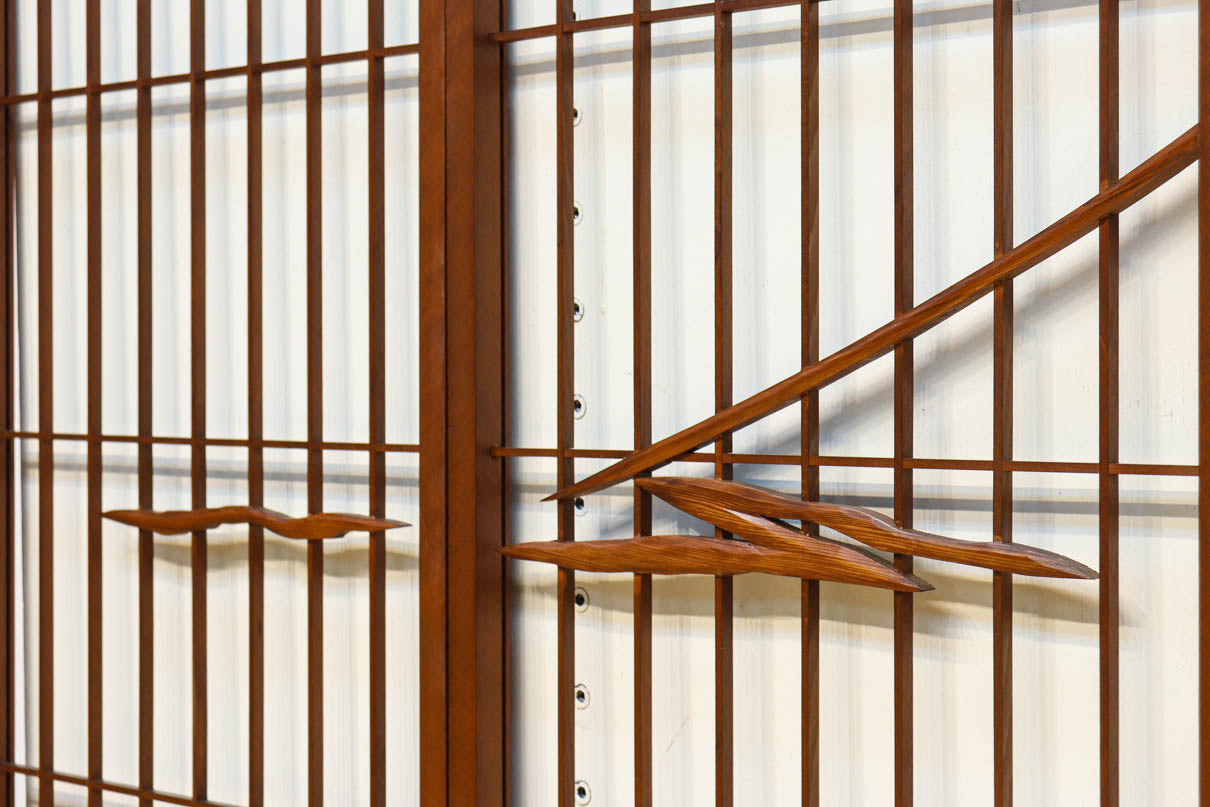 松竹梅と富士山を美しく描いた欄間・書院セット　EZ2847　在庫5枚一組